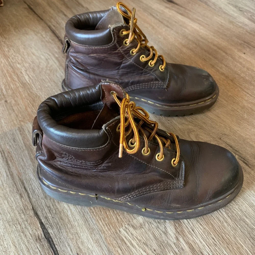 Vintage 90s Dr. Martens 939 dark brown leather boots - made in England - 6 mens